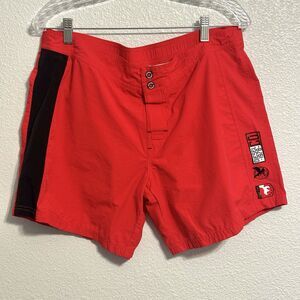 Diesel Beachwear Swim Shorts Mens Large Red 35” Waist 6” Inseam Snap Closure